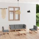 6-tlg. Garten-Lounge-Set mit Kissen Kiefer Massivholz