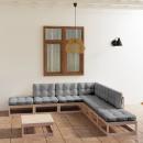 8-tlg. Garten-Lounge-Set mit Kissen Kiefer Massivholz