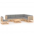 8-tlg. Garten-Lounge-Set mit Kissen Massivholz Kiefer