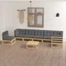 8-tlg. Garten-Lounge-Set mit Kissen Massivholz Kiefer