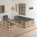 8-tlg. Garten-Lounge-Set mit Kissen Massivholz Kiefer