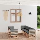 8-tlg. Garten-Lounge-Set mit Kissen Kiefer Massivholz