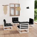 4-tlg. Garten-Lounge-Set mit Kissen Kiefer Massivholz