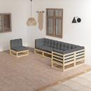 6-tlg. Garten-Lounge-Set mit Kissen Kiefer Massivholz