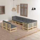 8-tlg. Garten-Lounge-Set mit Kissen Massivholz Kiefer