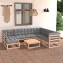 8-tlg. Garten-Lounge-Set mit Kissen Massivholz Kiefer