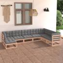 8-tlg. Garten-Lounge-Set mit Kissen Massivholz Kiefer