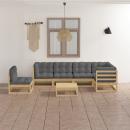 7-tlg. Garten-Lounge-Set mit Kissen Massivholz Kiefer