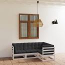 4-tlg. Garten-Lounge-Set mit Kissen Kiefer Massivholz