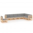 8-tlg. Garten-Lounge-Set mit Kissen Massivholz Kiefer