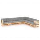 8-tlg. Garten-Lounge-Set mit Kissen Massivholz Kiefer