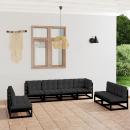 8-tlg. Garten-Lounge-Set mit Kissen Massivholz Kiefer