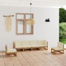 6-tlg. Garten-Lounge-Set mit Kissen Kiefer Massivholz