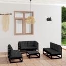 7-tlg. Garten-Lounge-Set mit Kissen Massivholz Kiefer