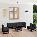 9-tlg. Garten-Lounge-Set mit Kissen Massivholz Kiefer