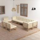 9-tlg. Garten-Lounge-Set mit Kissen Massivholz Kiefer