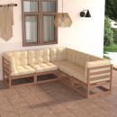 5-tlg. Garten-Lounge-Set mit Kissen Massivholz Kiefer