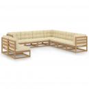 9-tlg Garten-Lounge-Set mit Kissen Honigbraun Massivholz Kiefer