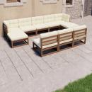 8-tlg Garten-Lounge-Set mit Kissen Honigbraun Massivholz Kiefer