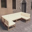 6-tlg Garten-Lounge-Set mit Kissen Honigbraun Massivholz Kiefer