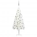 Künstlicher Weihnachtsbaum mit Beleuchtung & Kugeln Weiß 120 cm