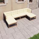 6-tlg Garten-Lounge-Set mit Kissen Honigbraun Massivholz Kiefer