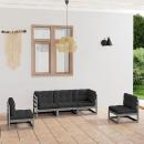 5-tlg. Garten-Lounge-Set mit Kissen Kiefer Massivholz