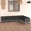 7-tlg. Garten-Lounge-Set mit Kissen Grau Massivholz Kiefer