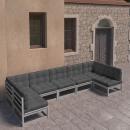 7-tlg. Garten-Lounge-Set mit Kissen Grau Massivholz Kiefer