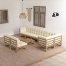 9-tlg. Garten-Lounge-Set mit Kissen Massivholz Kiefer