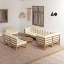 9-tlg. Garten-Lounge-Set mit Kissen Massivholz Kiefer