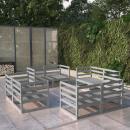 8-tlg. Garten-Lounge-Set Grau Massivholz Kiefer