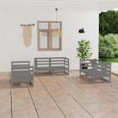 6-tlg. Garten-Lounge-Set Grau Massivholz Kiefer