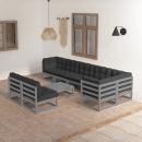 9-tlg. Garten-Lounge-Set mit Kissen Massivholz Kiefer