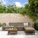 7-tlg. Garten-Lounge-Set mit Kissen Honigbraun Massivholz