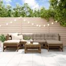 7-tlg. Garten-Lounge-Set mit Kissen Honigbraun Massivholz