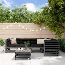 6-tlg. Garten-Lounge-Set mit Kissen Grau Massivholz