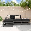 4-tlg. Garten-Lounge-Set mit Kissen Grau Massivholz